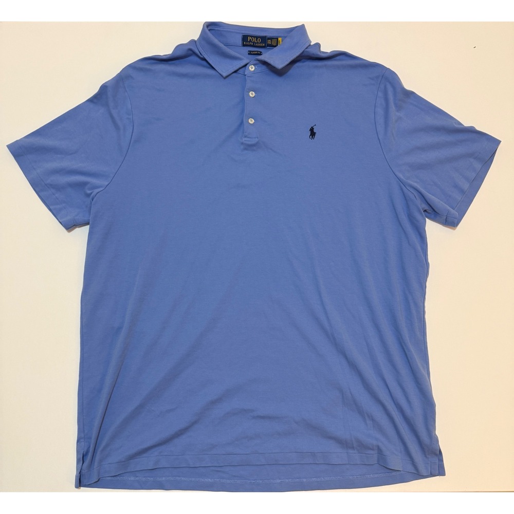 Polo Ralph Lauren Mens XXL Classic Fit Blue Cotton Jersey Short Sleeve Polo